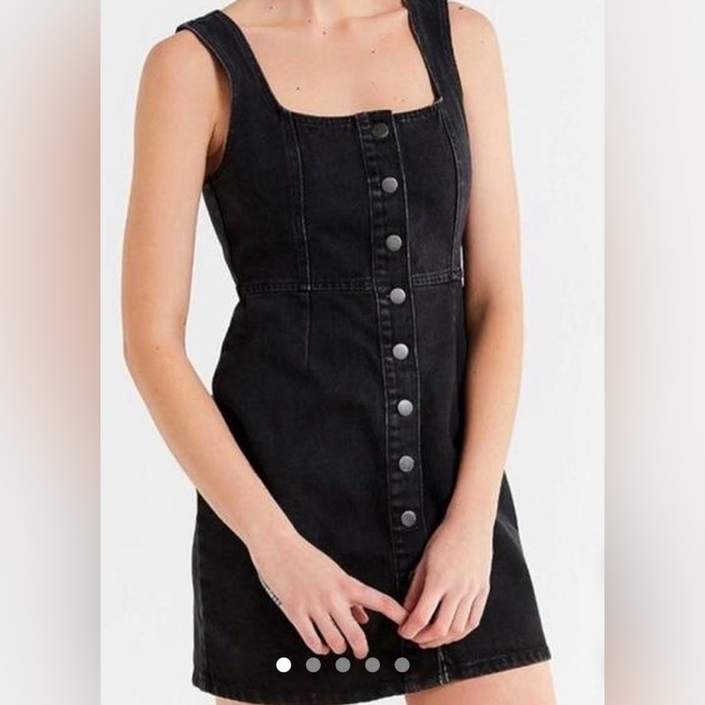Urban Outfitters black denim button up tank top style dress